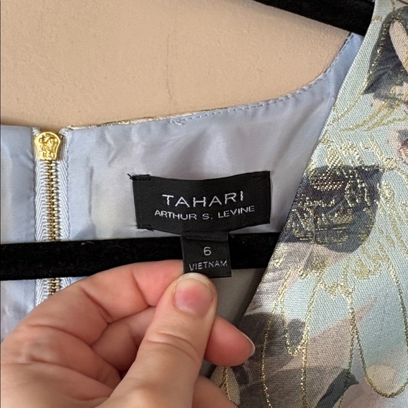 Tahari ASL Pastel Watercolor Floral Brocade A-Line Fit & Flare Dress Size 6 - Picture 6 of 10